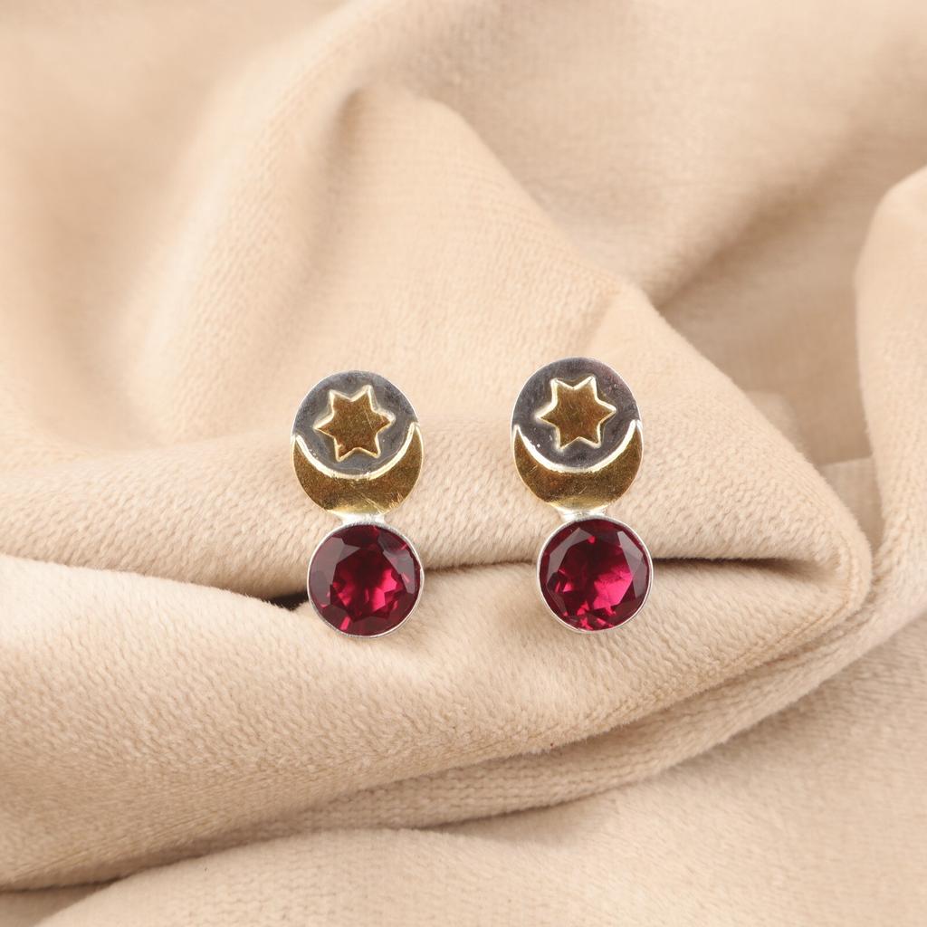 Rosa Rubellit Edelstein 925 Sterling Silber Schmuck Ohrstecker 0,8" Für Frauen EE-141-7