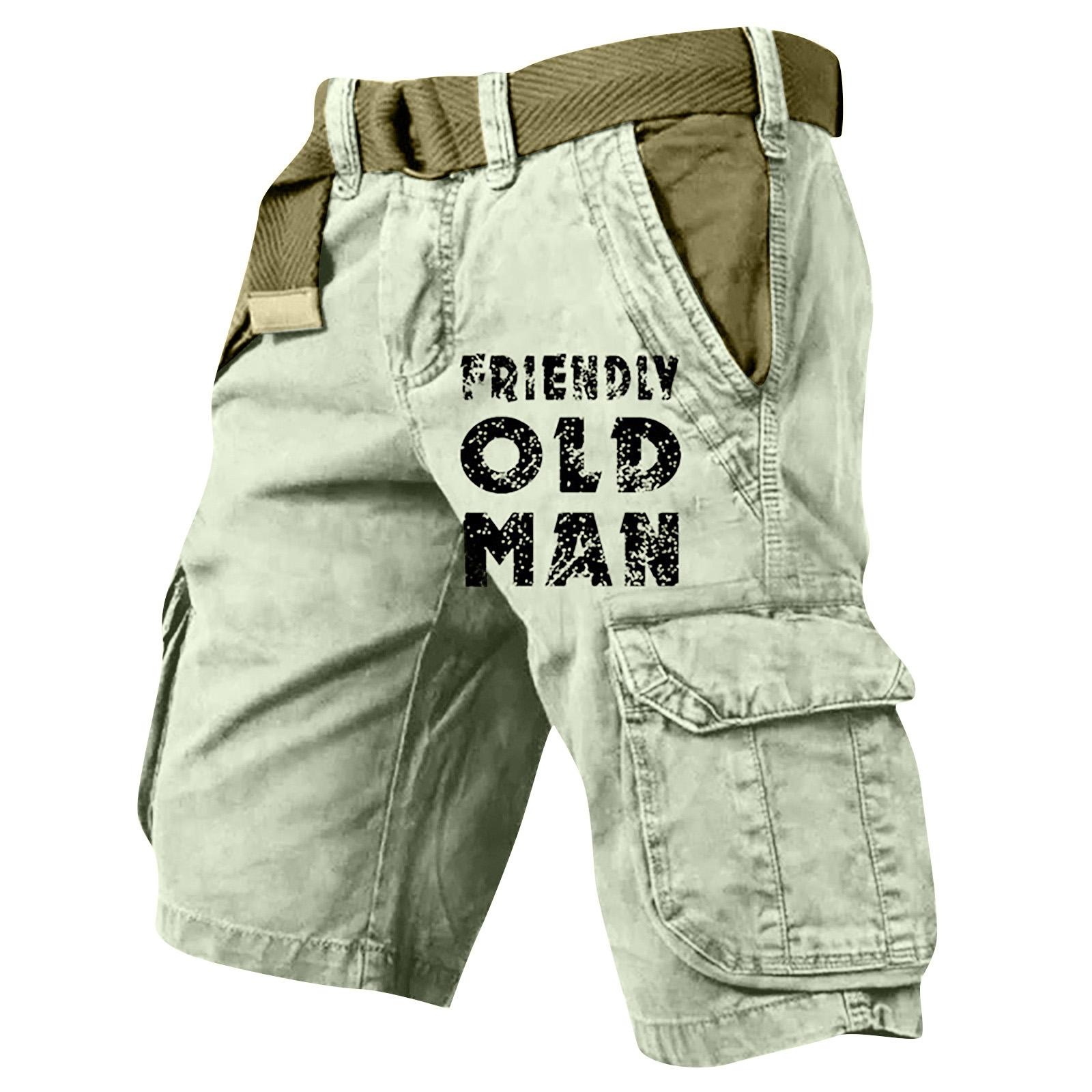Hibaby1 Casual Cargo Shorts voor Mannen met Riem Comfortabel Katoen Meerdere Zakken Ontwerp, Ideaal voor Buitenactiviteiten M kaki