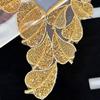 1Pcs Golden Sequin Beaded Embroidery Leaf-Shaped Collar Patches Applique Clothing Accessories