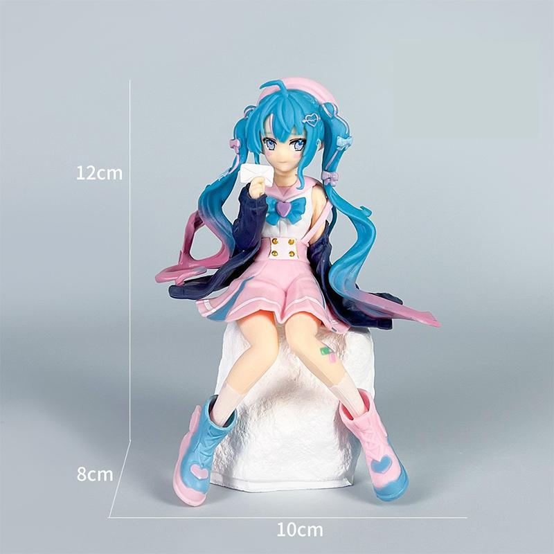 The Hatsune Miku Action Figure Anime Figure Pink Sakura Sitting Position PVC  Model Toy Decoration Collect Gifts