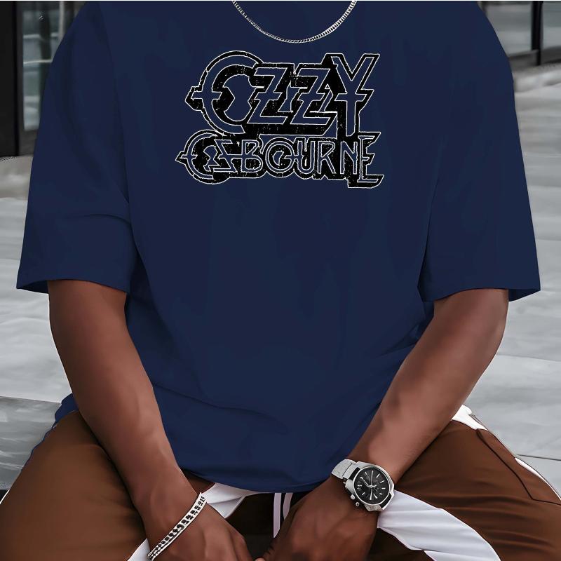 Ozzy Logo Printed T-shirt Heavy Metal Fitness Street Style Men's and Women's Summer Leisure Sports Pure Cotton Short Sleeves