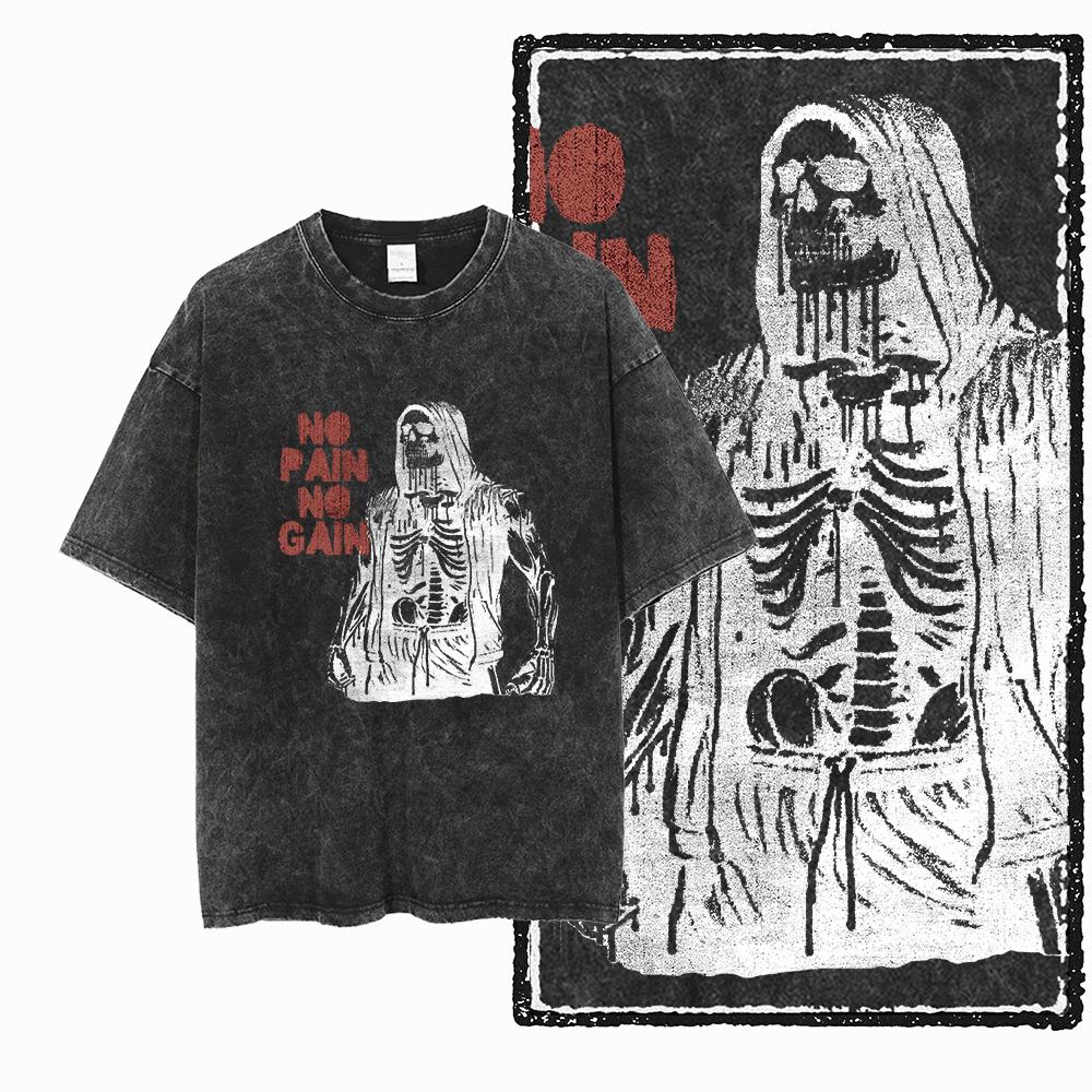YG BODY BUILDING  Printed Cotton Acid Washed Graphic Unisex T Shirt Cool CROSSFIT Streetwear Men Tshirts Big Size Tee for men