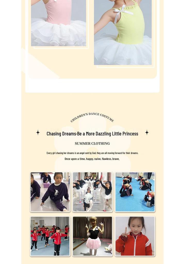 Girls' Spaghetti Strap Ballet Costumes with Gauze Skirt for Practice & Performance – Spring/Autumn New Styles