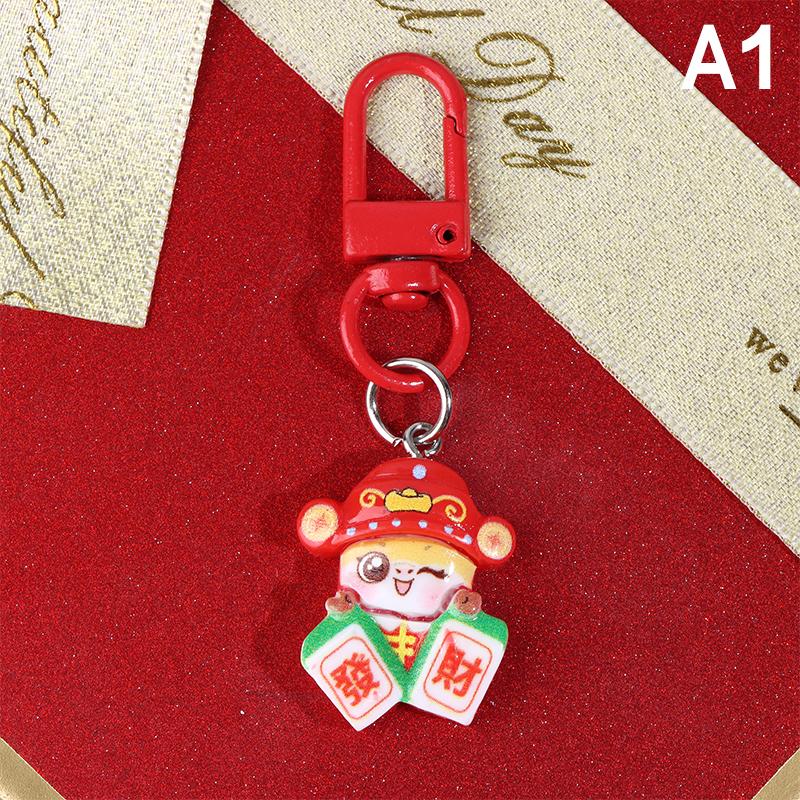 Cute Spring Festival Horse Keychain Lucky Wealth 2026 Year Pendant Chinese Style Resin Horse Key Ring Bag Pendant
