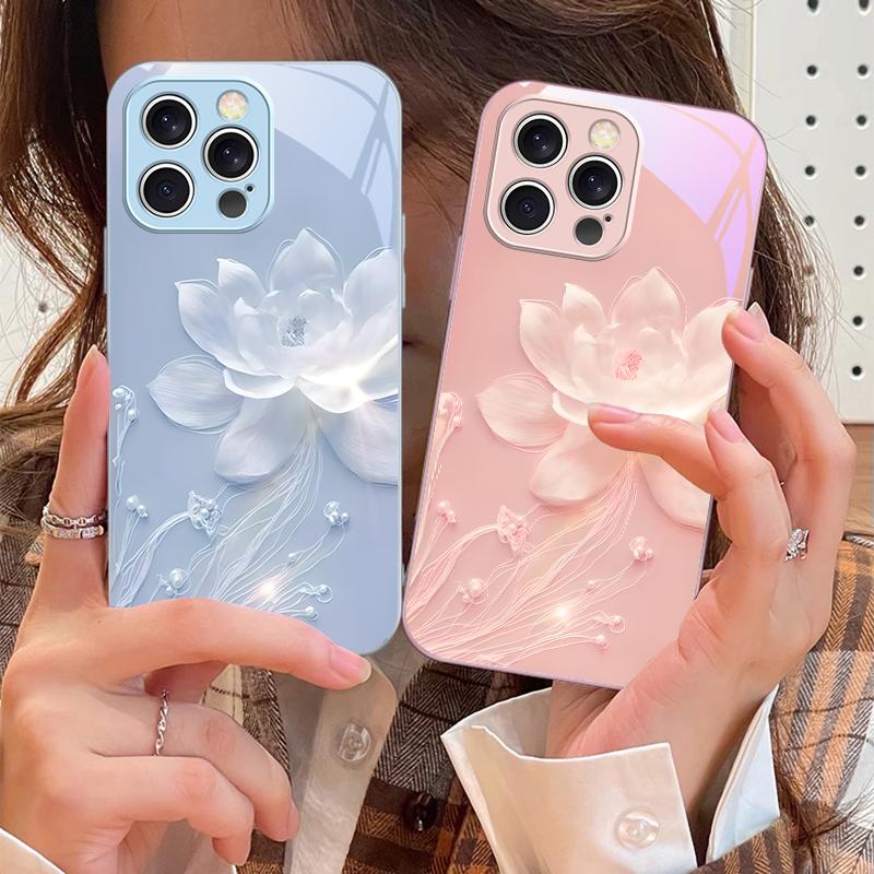 Misty and Gentle Flowers For iPhone 17 Air 16 E 15 14 13 Plus 12 Mini 11 17 Pro Max XR Xs Max 16E 7 8 Tempered Glass Phone Case