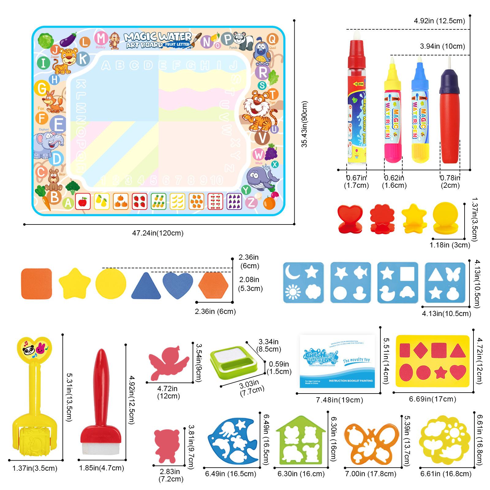 

Coloring Doodle Magic Water Drawing Mat with Reusable Magic Pens Educational Painting Board Montessori Toys for Kids