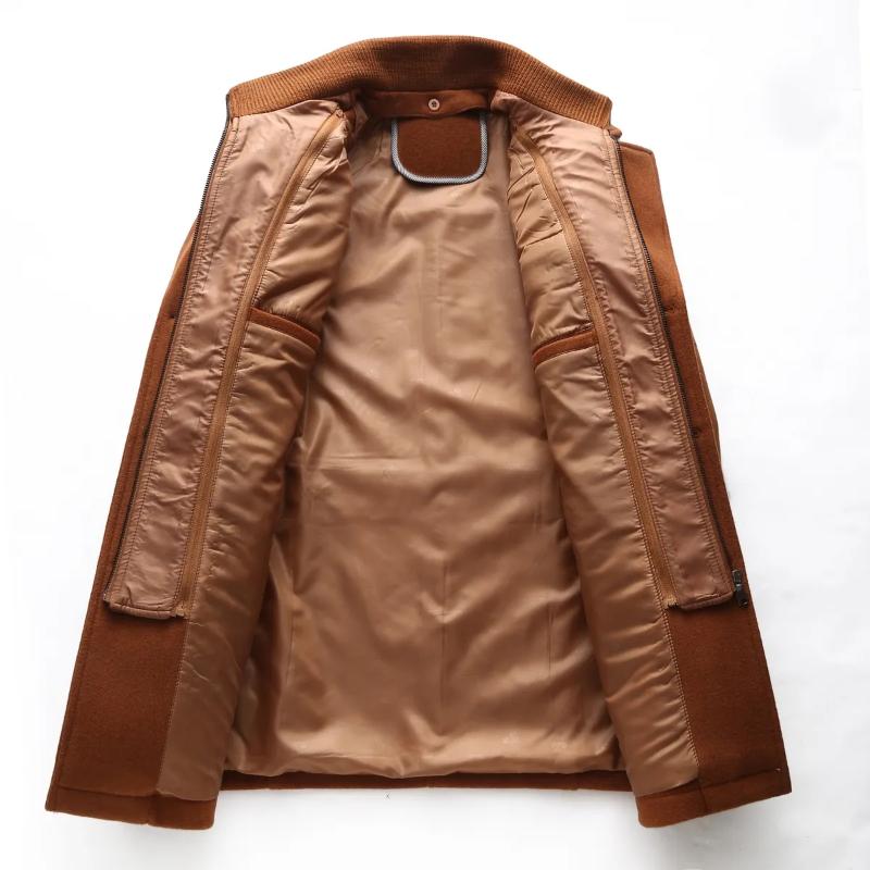 YUNY Men Plus-Size Stand Collar Zip Button Pocket Warm Thick Outwear Jacket Khaki 2XL YUNY Men Plus-Size Stand Collar Zip Button Pocket Warm Thick Outwear Jacket Khaki 2XL