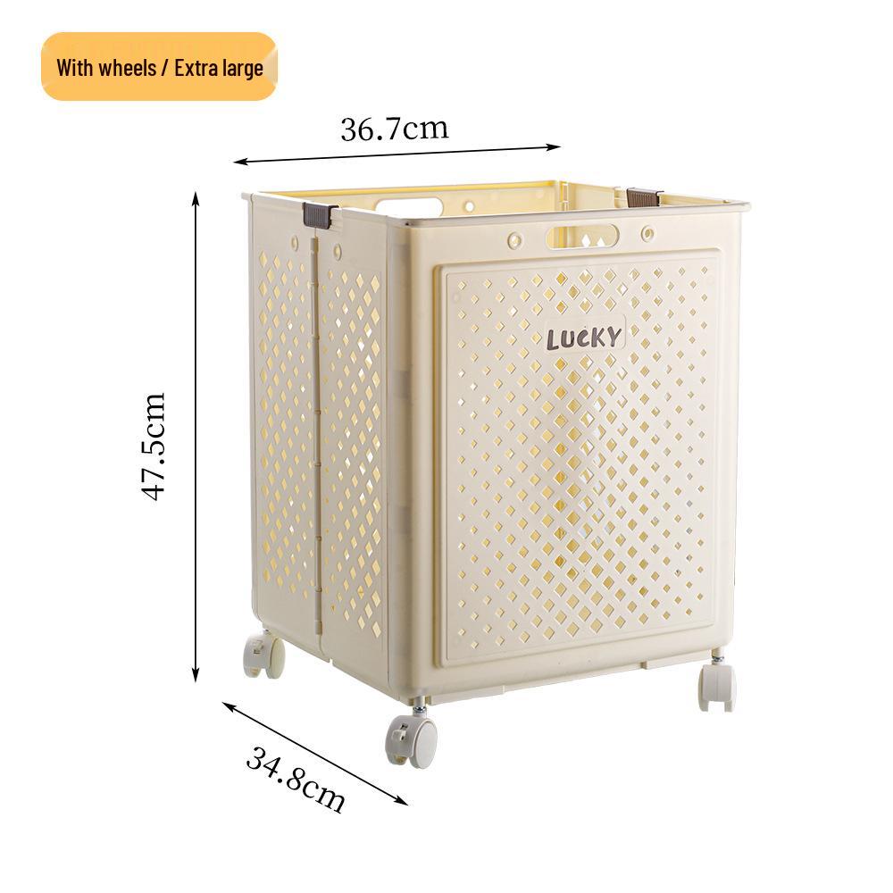 Foldable Laundry Hamper with Wheels, Large Capacity Dirty Clothes Basket for Bathroom Storage