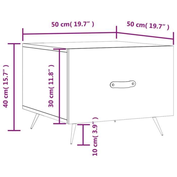 VidaXL Table basse Chêne sonoma 50x50x40 cm Bois d'ingénierie 829338