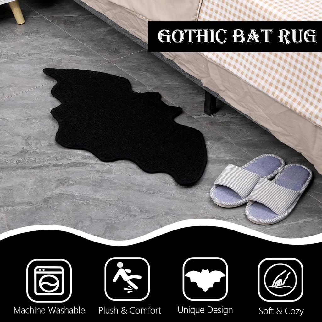 VIKAMA Bat Bathroom Floor Mats Halloween Gothic Soft Non-Slip Entrance Doormat Kitchen Bedroom Rugs Home Decoration