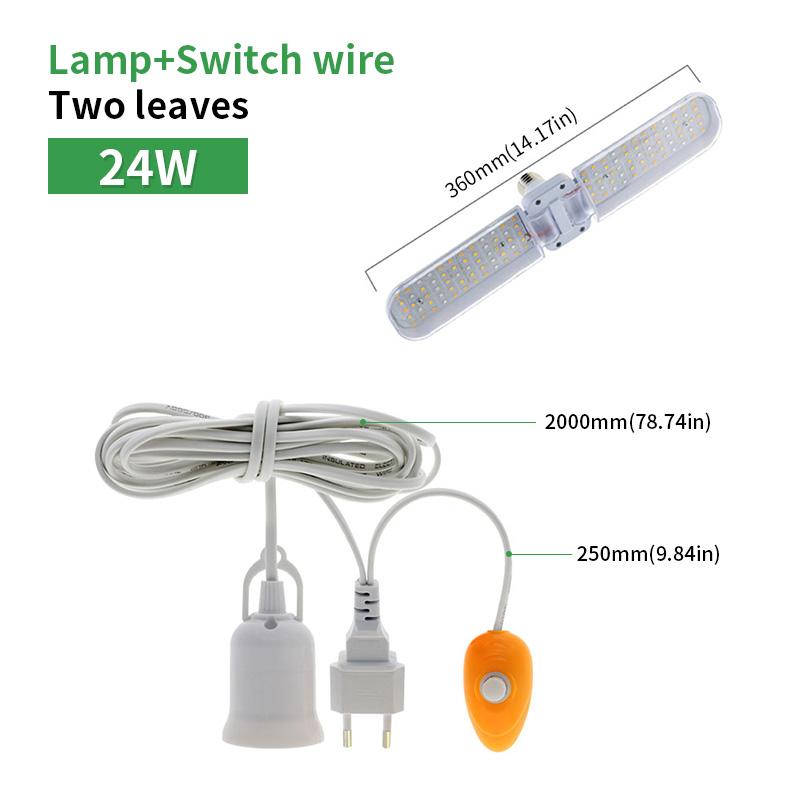 24W 36W 48W Katlanabilir LED Büyümek Işık Tam Spektrum E27 Bitki Büyüyen Işık Phytolamp Ampul Kapalı Bitkiler Için Çiçek Fide