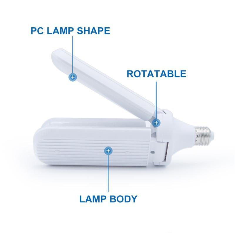 LED Bulb E27 220V Industrial Adjustable Foldable Fan Blade Light SMD2835 Home Decor Lamp Workshop Garage Lighting 30W 45W 60W