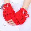 Student Writing Half Finger Flip Gloves Plush Cute Bunny Face Women Touchscreen Cold Proof Winter