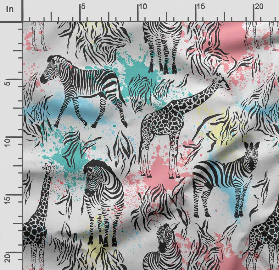 Soimoi Animals Print, Bavlna Cambric, Prošívací tkanina prodávaná The Yard 42 palců široká, bavlněná tkanina střední gramáže, Šicí potřeby,