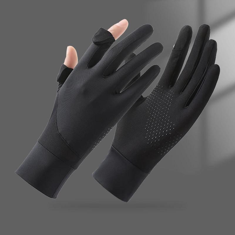 Womens UV Protection Driving Gloves With Flip Cover Breathable Nylon Mesh Anti-Slip Touchscreen Compatible