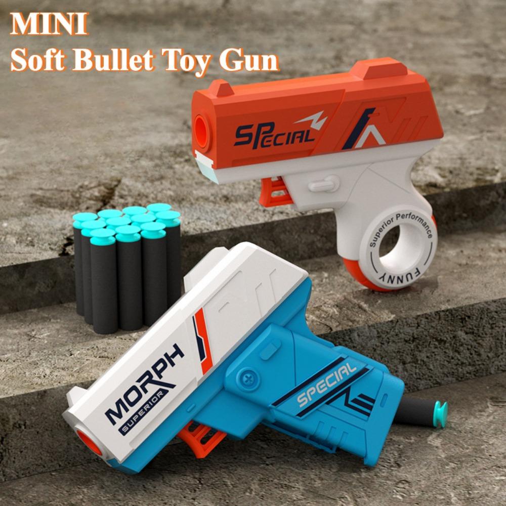 Mini Shell Soft Bullet Launcher Toy Gun Manual Loading Stress Relief Toy Shooting Relax Outdoor Birthday Gift for Boy Adult