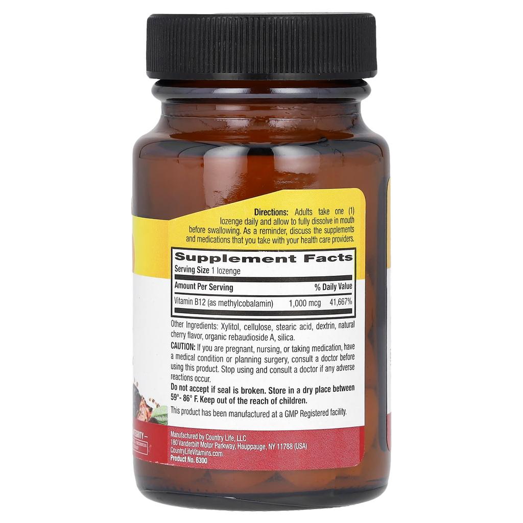Methyl B12, Cherry Flavor, 1,000Mcg, 60 Lozenges