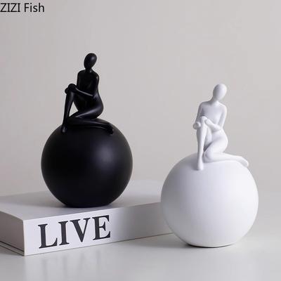 Abstract Character Statue Geometric Base Desk Decoration Creative Figures Sculpture Resin Crafts Ornaments Room Aesthetics Decor