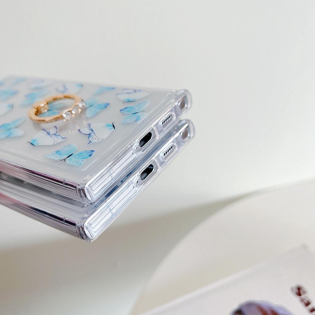 For Samsung Galaxy S23 Ultra Phone Case with Kickstand Butterfly Pattern TPU Airbag Cover