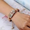 Men Vintage Punk Style Pyrograph Peace Sign Infinity Bangle Bracelet Leather Bracelets Stainless Steel Multilayer Braided Rope