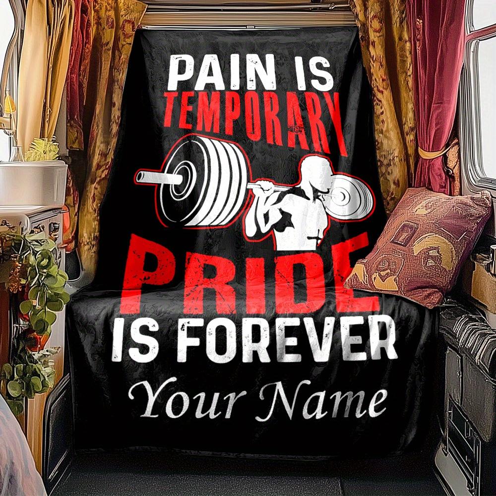 Weightlifter Silhouette With Barbell Blanket Personalized Name Soft Comfortable Stylish Blanket Car Blanket Perfect For Travel Camping Outdoor Home