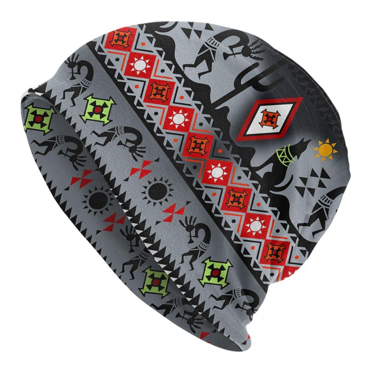 

Custom African Tribal Native American Kokopelli Bonnet Hats Cool Knitting Hat For Women Unisex Winter Warm Skullies Beanies Caps Beanies Cap