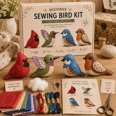 Cartoon Animals DIY Sewing Kit Pre-cut Fabric Fabric Art Craft Set Handmade Sew Set  For Beginners