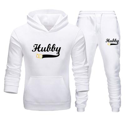 Couple Outfits Hoodie and Pants 2 Pieces High Quality Hubby Wifey Print Men Women Daily Casual Sport Jogging Suit Tracksuit