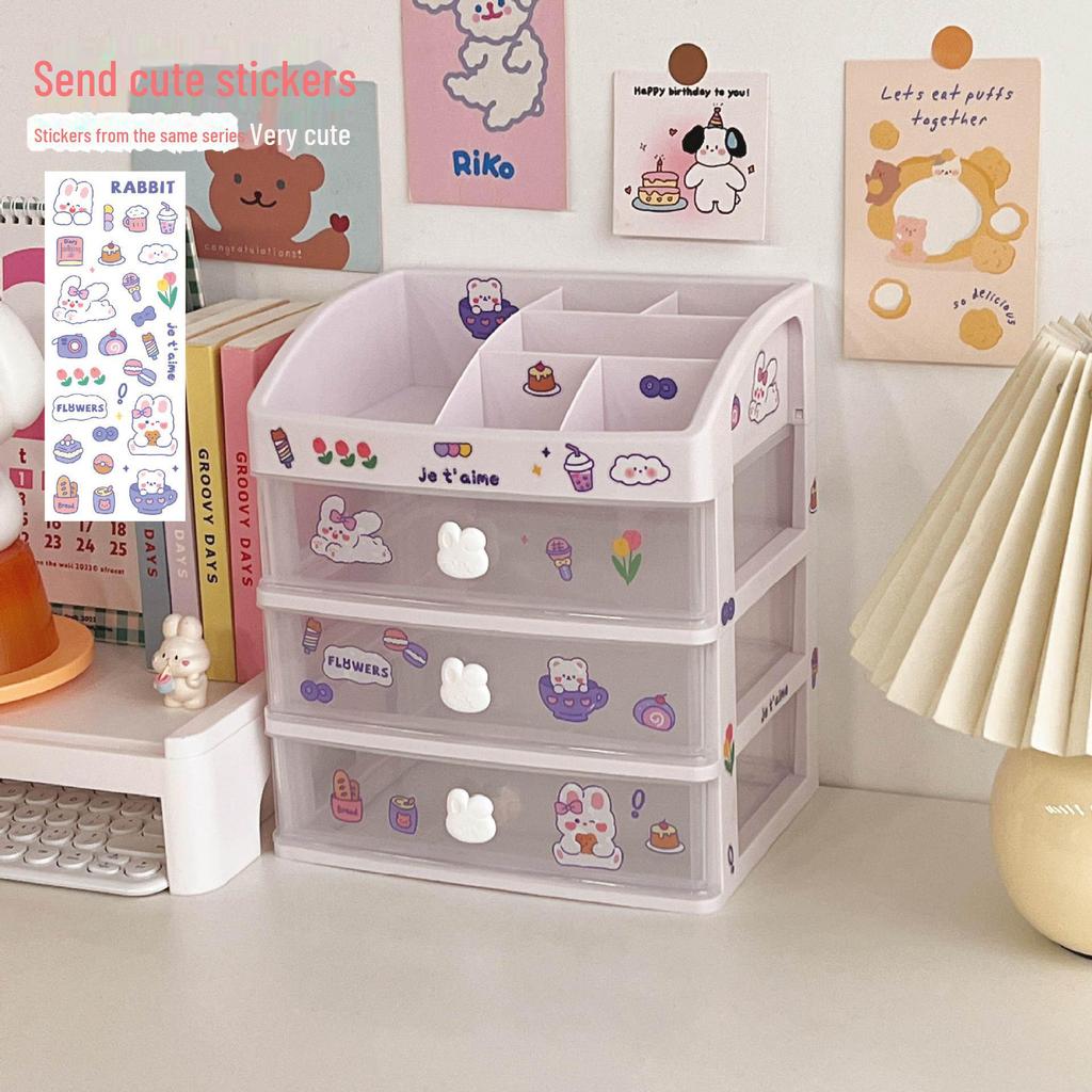 Girly Heart Plastic Desktop Drawer: Dustproof Storage for Stationery & Cosmetics