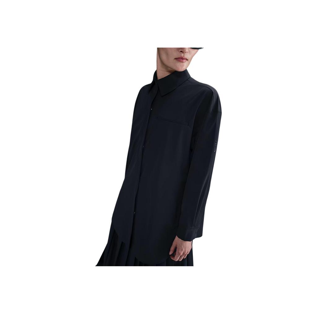 Nike Camicia Solida Manica Lunga Larga Donna top Nero HQ0237-010