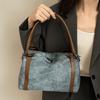 Fashion Korean Style Bowling Shoulder Bag Vintage Elegant Boston Crossbody Bag Retro PU Leather Pillow Handbag Girls/Female