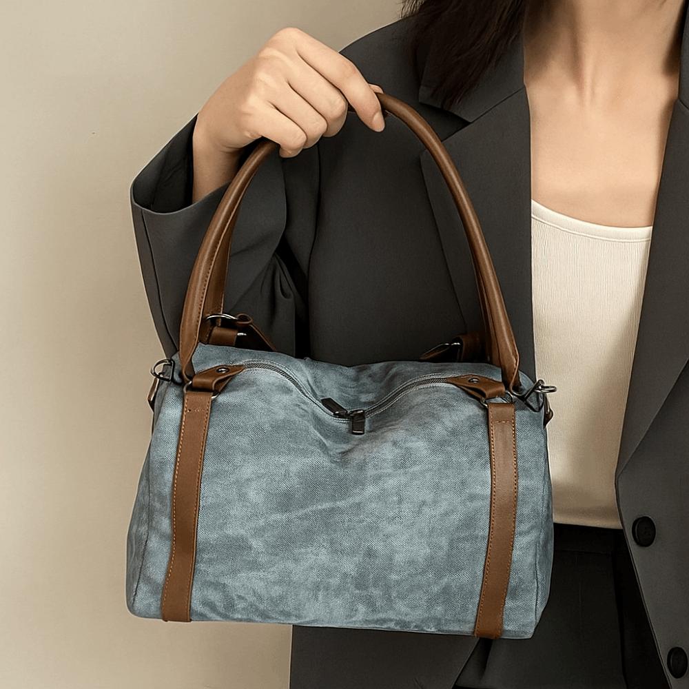 Korean Style Bowling Shoulder Bag Vintage Pillow Handbag Portable Boston Crossbody Bag  Travel