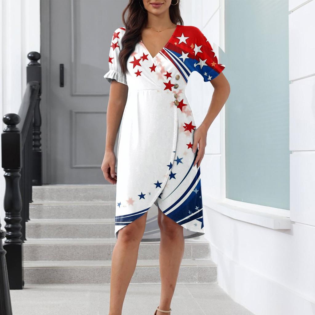 Beach Dresses For Women Spring Summer Elegant Wrap V Neck Floral Boho Dress Flowy Ruched Hawaiian Maxi Dress
