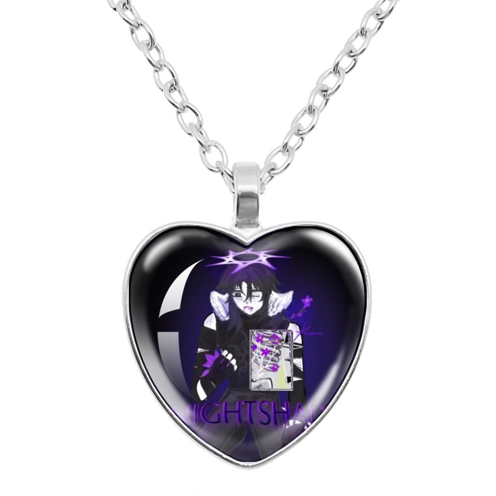 Game Forsaken Azure Anime Azure x Two Time Fanart Funny MeMe Glass Heart Shape Pendant Necklace Jewelry Charm Collect Gift