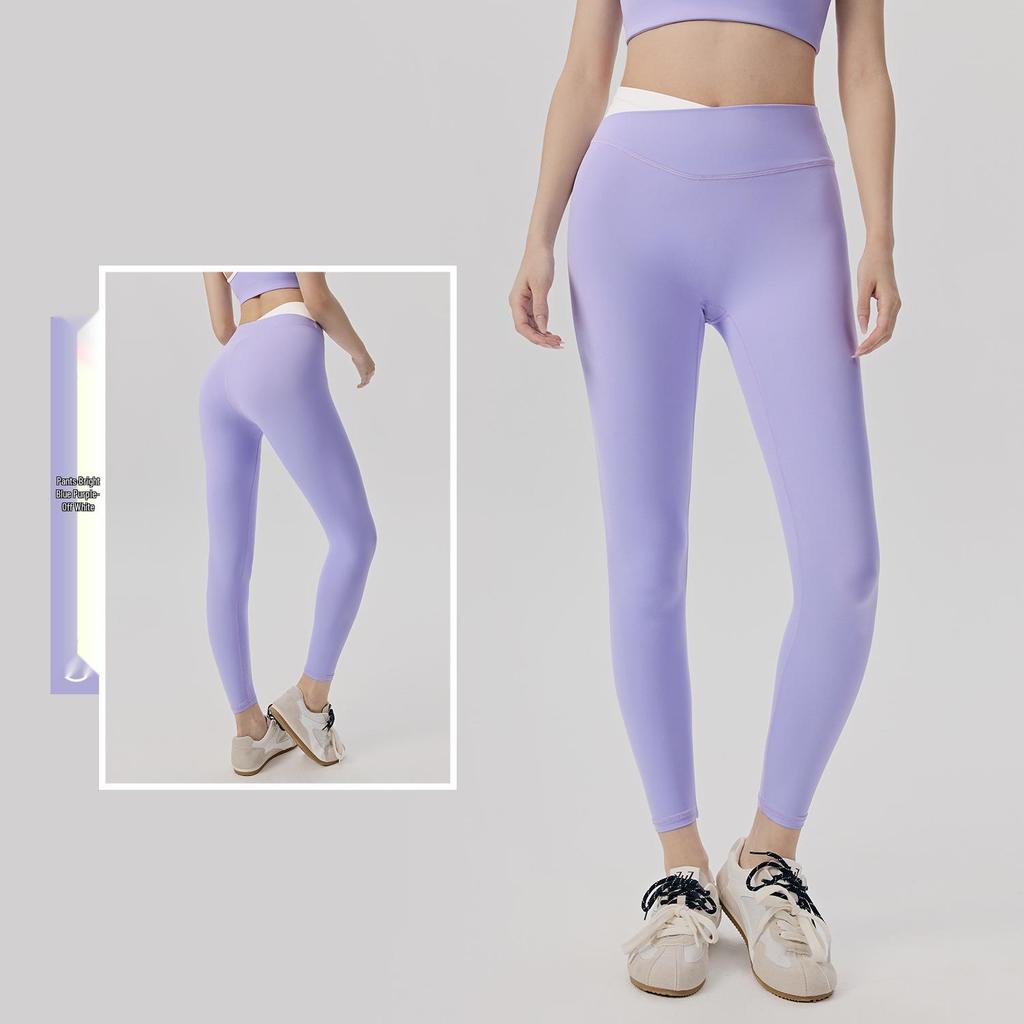 Damen Color-Block Yoga-Set: Patchwork Sport-BH, Antibakterielle V-Ausschnitt High-Waist Bauchkontrollhose