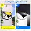 IP65 Waterproof LED Infrared Body Sensing Solar Polycarbonate Diffuser Street Outdoor Black Wireless Wall Lamp