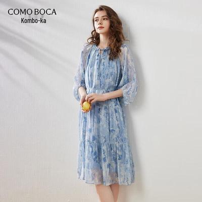 Komeng Boca Damen Seidenprint Midi-Kleid