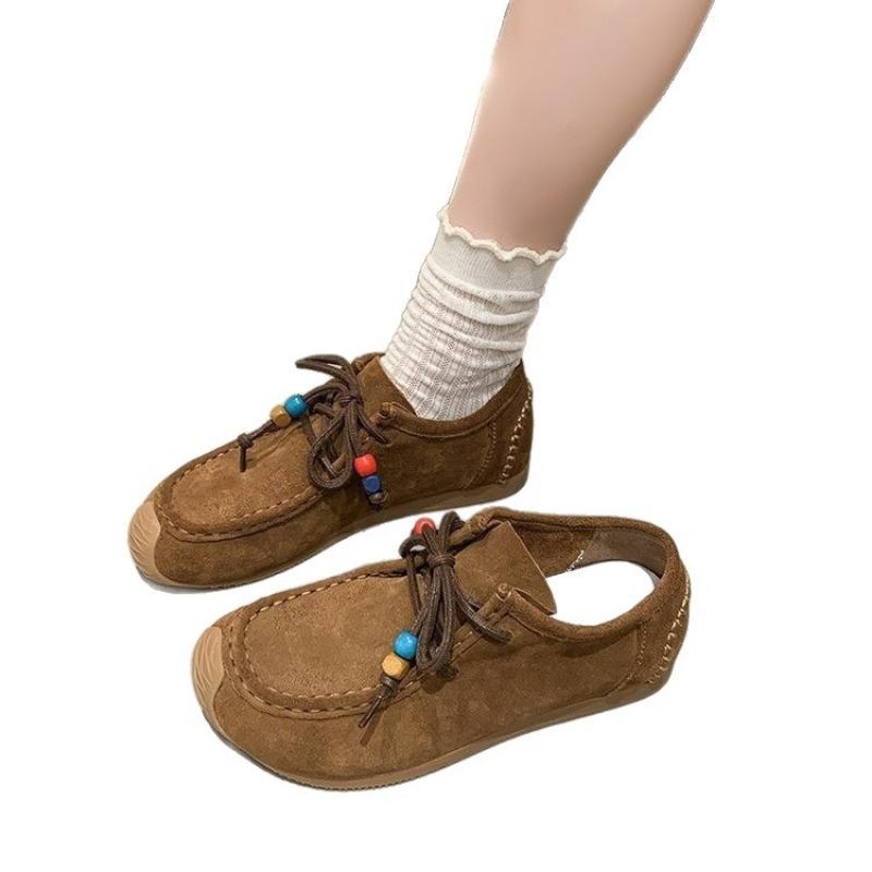 Retro Women's New Autumn Flat-bottomed Single Shoes with One Foot, Lazy Doudou Shoes, Casual Children