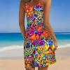 Women's Beach Dress Mini Dress Print Casual Modern Dress Sleeveless Loose Fit Outdoor Daily Summer