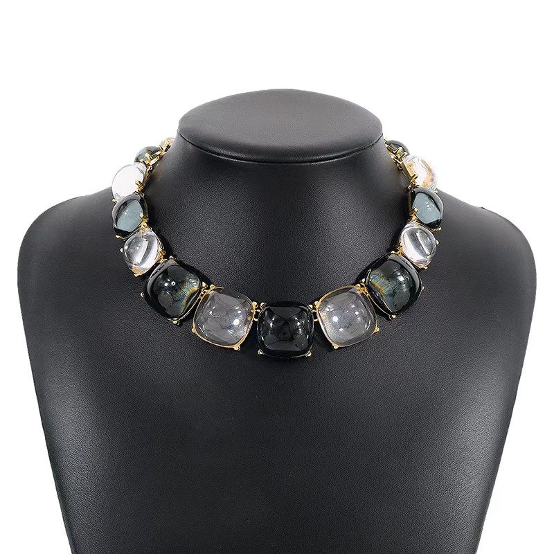 Candy Mixed Color Resin Clavicle Necklace Earrings Female Geometric