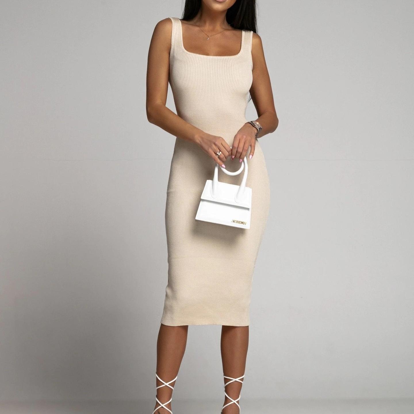 

YYFS женские модные летние весенние однотонные повседневные платья без рукавов с u-образным вырезом и принтом XXL хаки