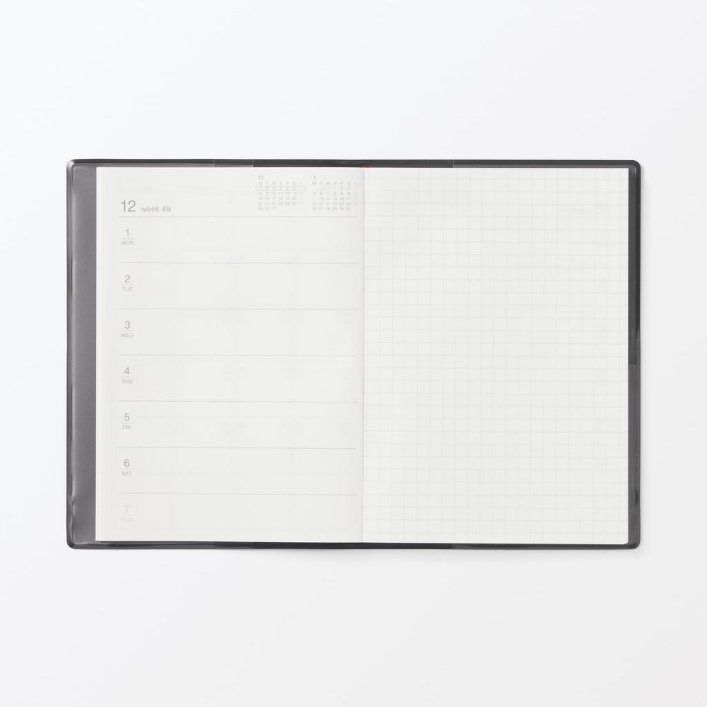 MUJI 2026 A6 Ab Dezember Dunkel 84854262 Monats-/Wochenplaner, 2025, Grau,