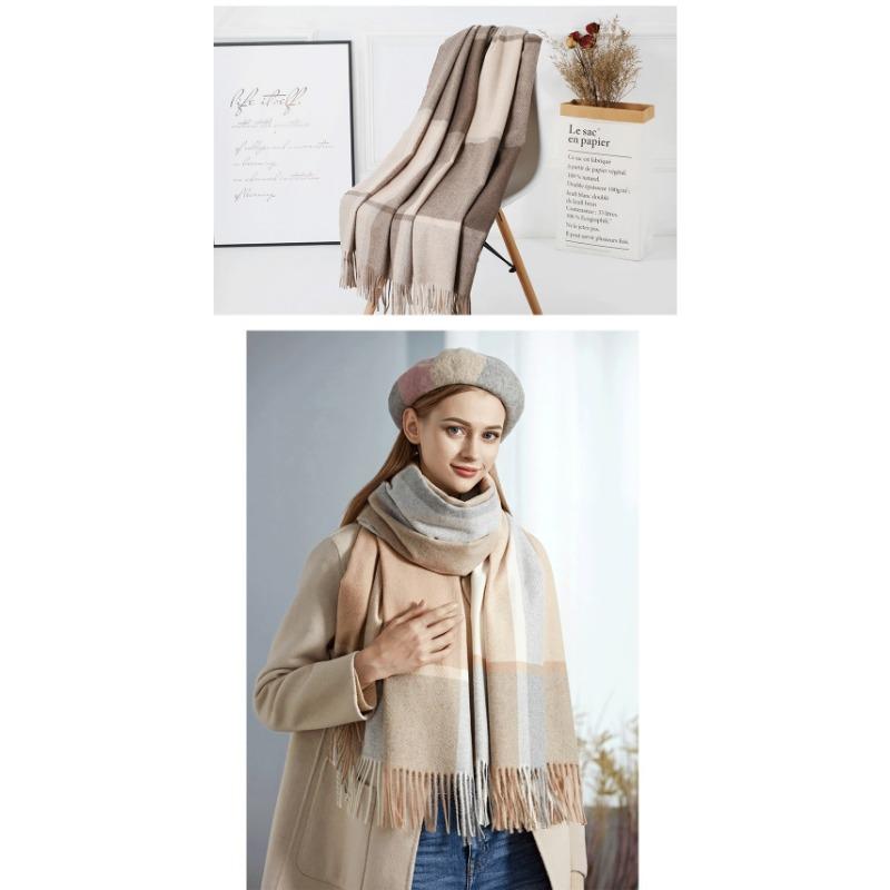 Warm Wool Scarf for Women Winter Plaid Design Soft Wear Open Scarves Female High Quality
