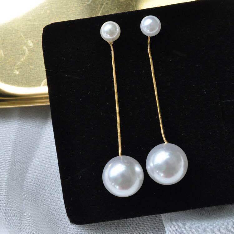 Elegant Korean Dongdaemun Pearl Tassel Stud Earrings - 925 Silver Needle, Color-Preserving Design for Women