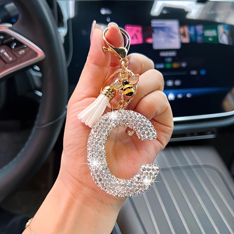 Mode 26 Bokstäver A-Ö Nyckelring Lyxig Elegant Strass Legering Nyckelring Väska Bil Hänge Smycken Tillbehör