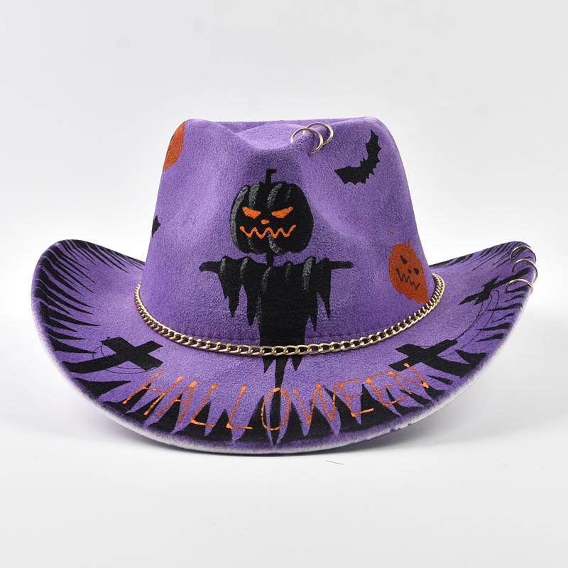 

Halloween Skull Print Jazz hat Halloween Party Props Dress Up Hat Men Cosplay Costume Accessories One Size