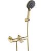 Brushed Gold Thermostatic Bathtub Shower Set Wall Mounted Brass Bathtub Faucet, Bathroom Bath and Shower Mixer Taps Brass