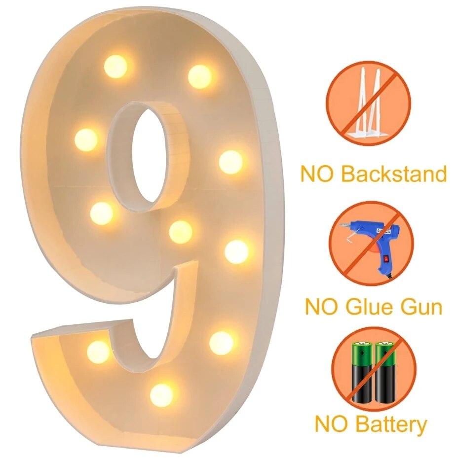 93CM Warm Light Giant Number 0-9 Frame Box Balloon Filling Box Wedding Chrismas Decoration 2025 Party Birthday Xmas Decor