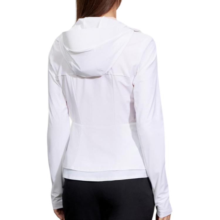 Fila Fleece s kapucňou Jednofarebná Malé logo Dizajn na zips Raglánové Dlhý rukáv Bunda Dámske bundy Biela A11W425505FWT