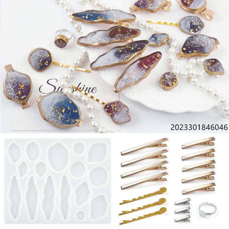 Barrettes Silicone Molds Geometric Hair Clip Epoxy Resin Mold For DIY Resin Hairpin Crafts Jewelry Making Accessorires